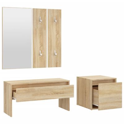 vidaXL Set de muebles de recibidor madera contrachapada color roble