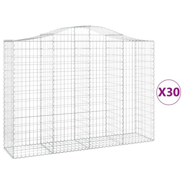 vidaXL Cestas gaviones 30 uds forma de arco hierro 200x50x140/160 cm