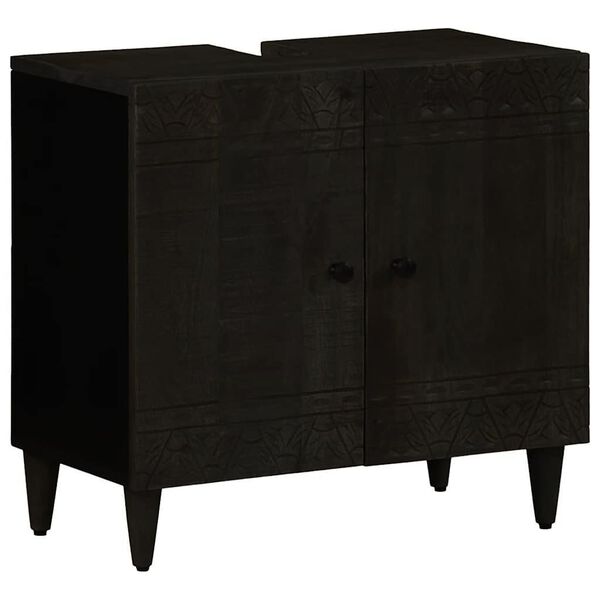 vidaXL Conjunto de muebles de ba&ntilde;o 2 piezas madera maciza de mango