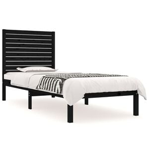 vidaXL Estructura de cama madera maciza individual negra 75x190 cm