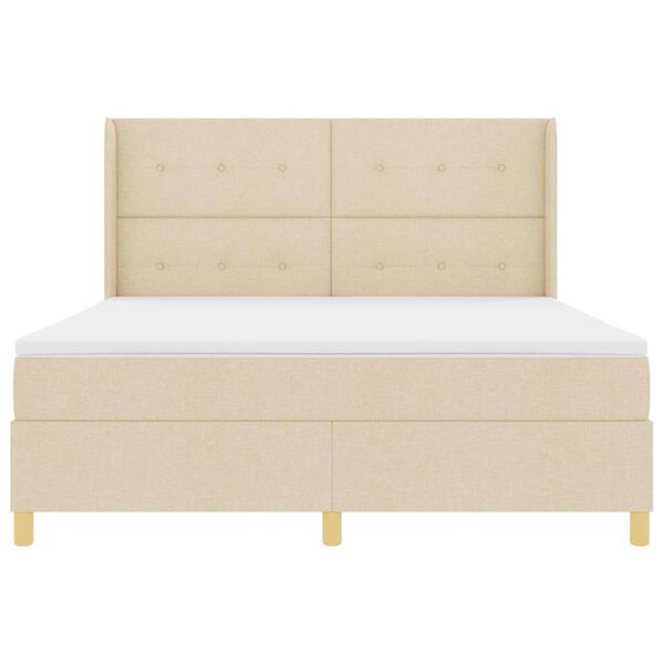 vidaXL Cama tipo Box Spring con colch&oacute;n Crema 180 x 200 cm tela