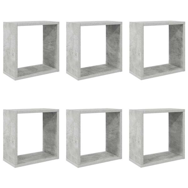 vidaXL Estantes cubo de pared 6 unidades gris 30x15x30 cm