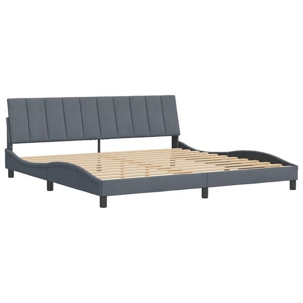vidaXL Estructura de cama sin colch&oacute;n Hanko terciopelo gris oscuro 200x200 cm