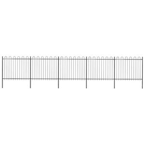 vidaXL Valla de jard&iacute;n con aro superior de acero 892,5x150 cm negra