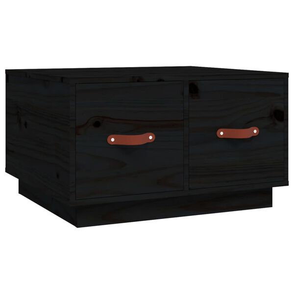 vidaXL Mesa de centro de madera maciza de pino negro 60x53x35 cm