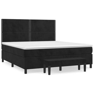 vidaXL Cama box spring con colch&oacute;n terciopelo negro 180x200 cm