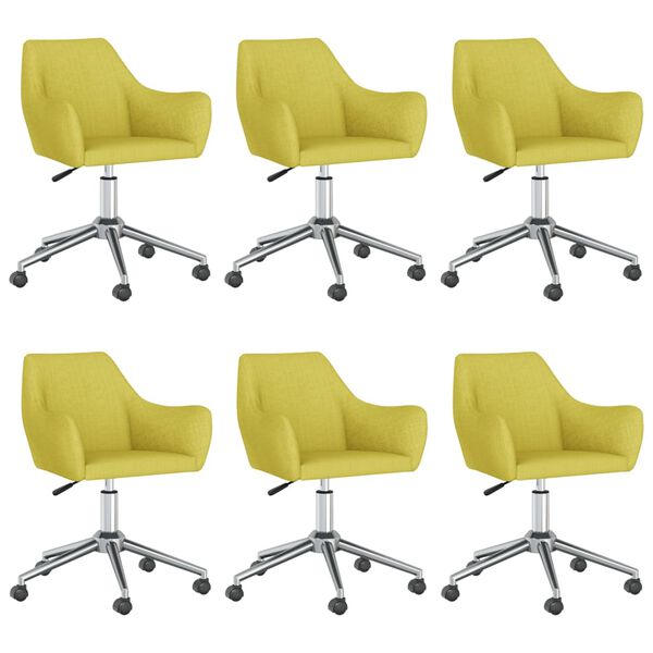 vidaXL Sillas de comedor giratorias 6 unidades tela verde
