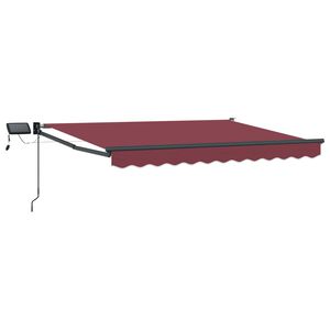 vidaXL Toldo manual retr&aacute;ctil con LEDs Rojo burdeos 2,5 x 2 m