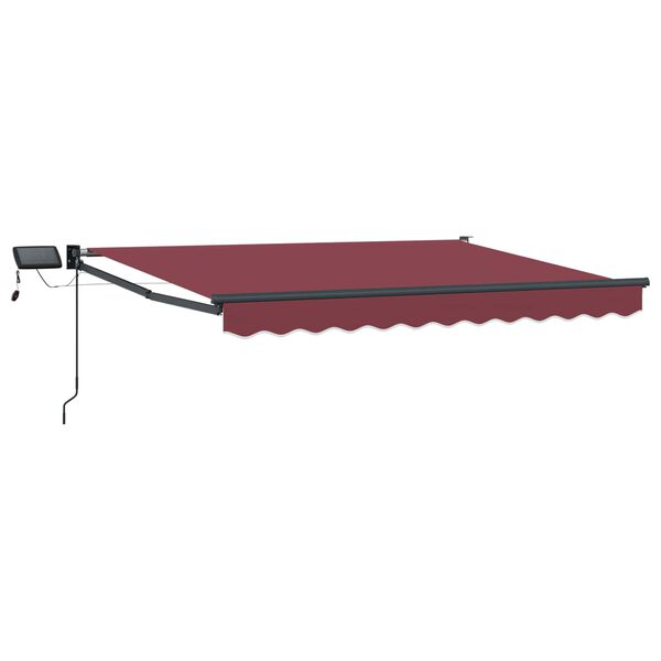 vidaXL Toldo manual retr&aacute;ctil con LEDs Rojo burdeos 2,5 x 2 m