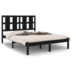 vidaXL Estructura de cama de madera maciza de pino negra 140x190 cm