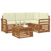 vidaXL Conjunto de sof&aacute;s de exterior con coj&iacute;n 5 pcs Natural y Crema
