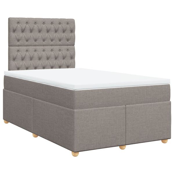 vidaXL Cama box spring con colch&oacute;n tela gris taupe 120x190 cm