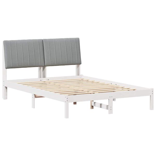 vidaXL Estructura de cama con cabecera Gris Claro 140 x 190 cm