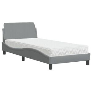 vidaXL Cama con colch&oacute;n Dover tela gris claro 80x200 cm