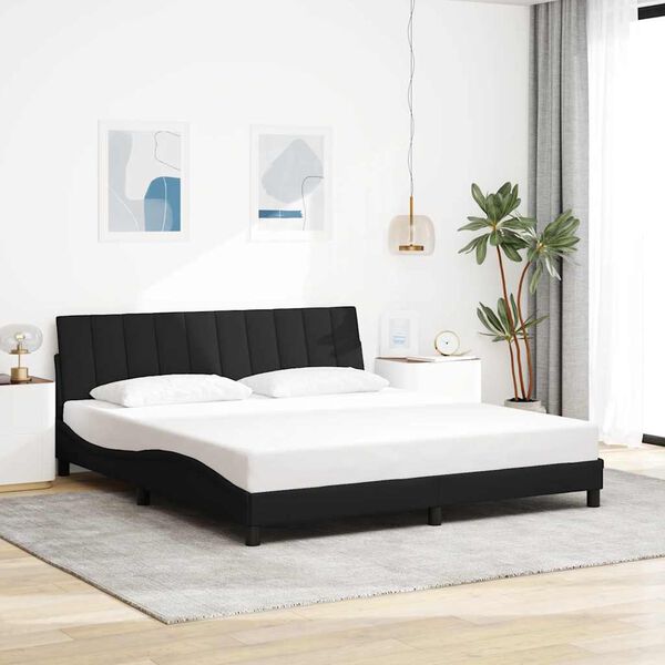 vidaXL Estructura de cama sin colch&oacute;n Hanko tela negro 180x200 cm