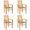 vidaXL Silla de comedor 4 uds. Madera de teca maciza Marr&oacute;n