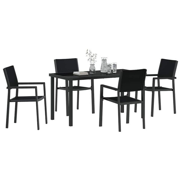 vidaXL Conjunto de Comedor de Jard&iacute;n 5 pcs Negro