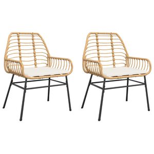 vidaXL Sillones de jard&iacute;n con cojines 2 uds rat&aacute;n sint&eacute;tico marr&oacute;n