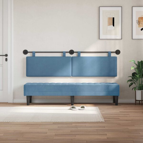 vidaXL Cabecera Colgante Liso Azul 170 x 55 x 5 cm Tela de Pana