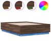 vidaXL Estructura cama con luces LED madera roble marr&oacute;n 140x190 cm