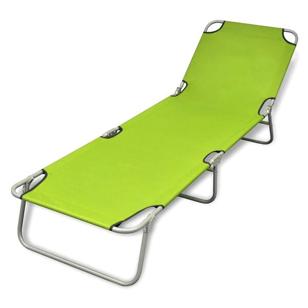 vidaXL Tumbona plegable de acero con recubrimiento polvo verde manzana