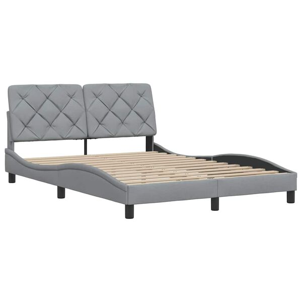 vidaXL Estructura de cama sin colch&oacute;n tela gris claro 140x190 cm