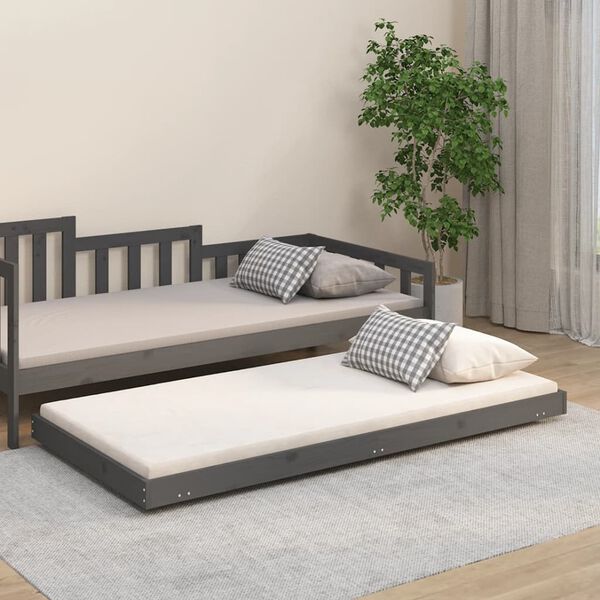 vidaXL Estructura de cama madera maciza de pino gris 75x190 cm