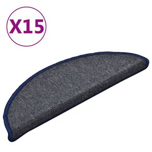 vidaXL Felpudos para escaleras (15 unidades, 56 x 17 x 3 cm, gris oscuro y azul, semicirculares)
