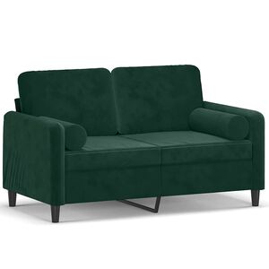vidaXL Sof&aacute; de 2 plazas con cojines terciopelo verde oscuro 120 cm