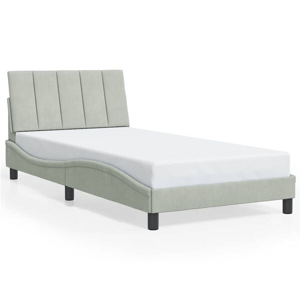 vidaXL Estructura de cama sin colch&oacute;n Hanko terciopelo gris claro 100x200 cm