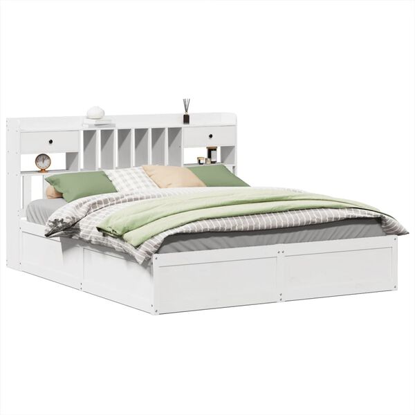 vidaXL Cama sin colch&oacute;n madera maciza de pino blanca 180x200 cm