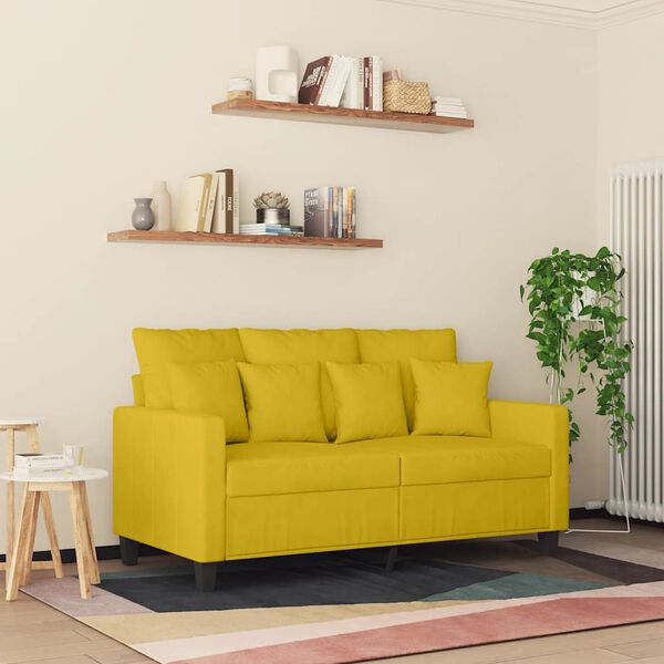 vidaXL Sof&aacute; de 2 plazas terciopelo amarillo 120 cm