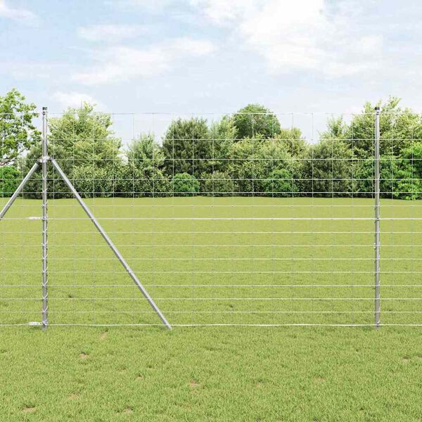 vidaXL Valla de campo Gris 1.6 x 10 m Acero