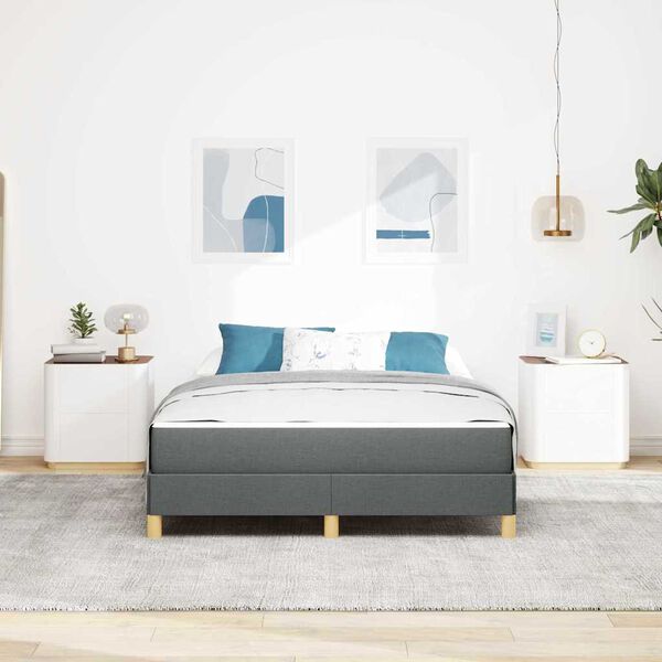 vidaXL Cama tipo Box Spring con colch&oacute;n Gris oscuro 140 x 190 cm tela