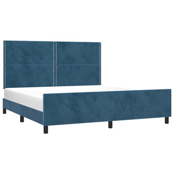 vidaXL Estructura de cama sin colch&oacute;n terciopelo azul oscuro 160x200cm