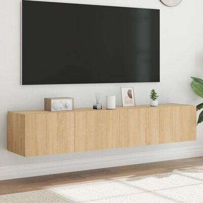 vidaXL Muebles de TV de pared luces LED 2 uds roble Sonoma 80x35x31 cm