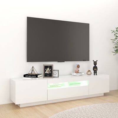 vidaXL Mueble para TV con luces LED blanco brillante 180x35x40 cm