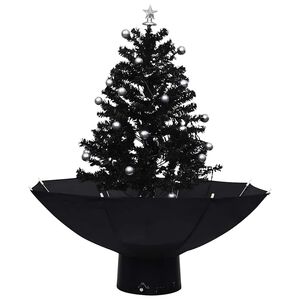 vidaXL &Aacute;rbol de Navidad con nieve con base de paraguas PVC negro 75 cm