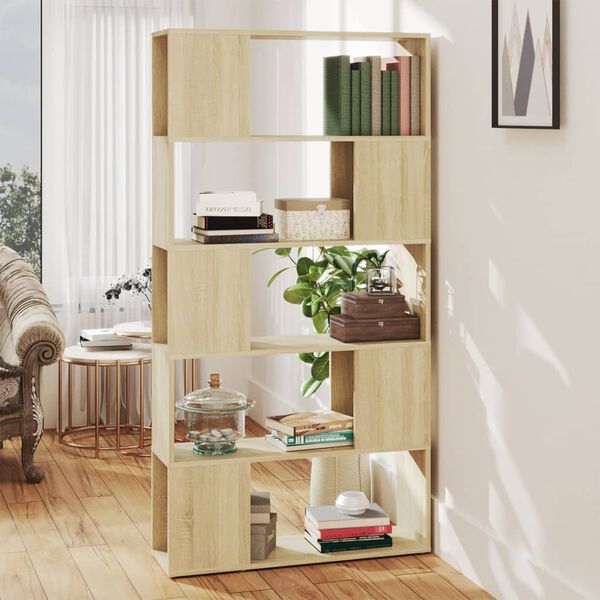 vidaXL Librer&iacute;a separador contrachapada roble Sonoma 80x24x155 cm