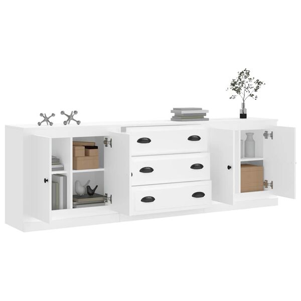 vidaXL Aparadores 3 piezas madera contrachapada blanco