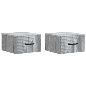 vidaXL Mesita de Noche de Pared 2 pcs Gris Sonoma 34,5 x 33 x 20 cm
