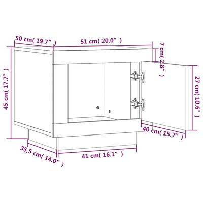 vidaXL Mesa de centro madera contrachapada blanco 51x50x45 cm