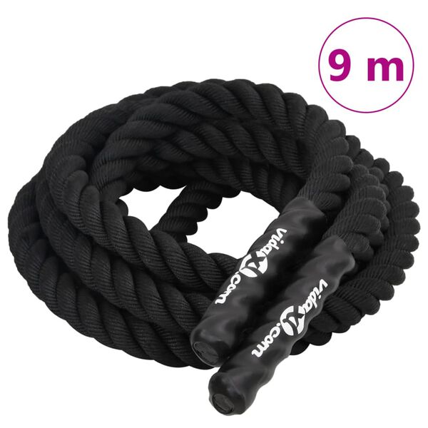 vidaXL Cuerda de batalla negra 9 m 6,8 kg poli&eacute;ster