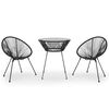 vidaXL Juego de comedor de jard&iacute;n 3 piezas rat&aacute;n PVC negro