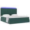 vidaXL Cama con almacenamiento y LED Verde oscuro 160 x 200 cm