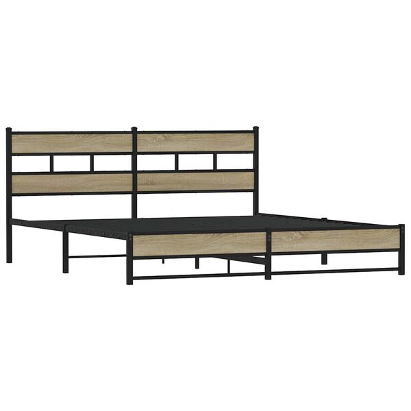 vidaXL Estructura de cama sin colch&oacute;n metal roble Sonoma 193x203 cm