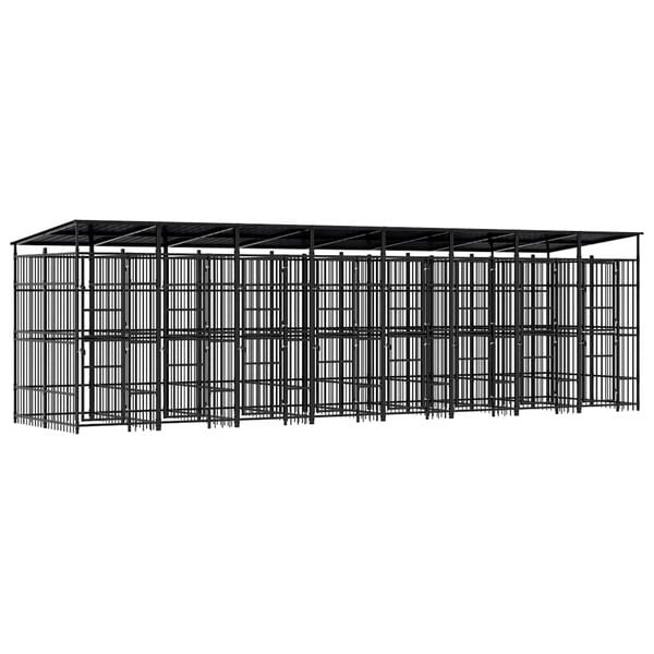 vidaXL Perrera de exterior con techo de acero 14,75 m&sup2;