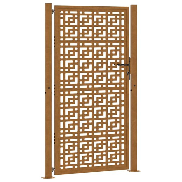 vidaXL Puerta de jard&iacute;n 100x200 cm de acero corten con dise&ntilde;o de cruz