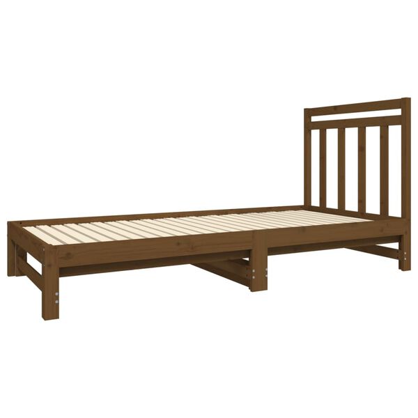 vidaXL Sofá cama extraíble sin colchón marrón miel 2x(90x190) cm