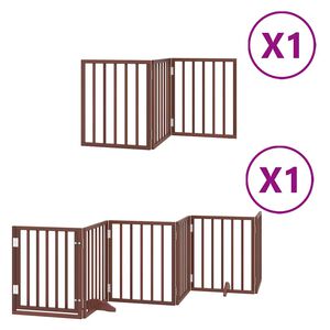 vidaXL Puerta de perros plegable 9 paneles madera &aacute;lamo marr&oacute;n 450 cm